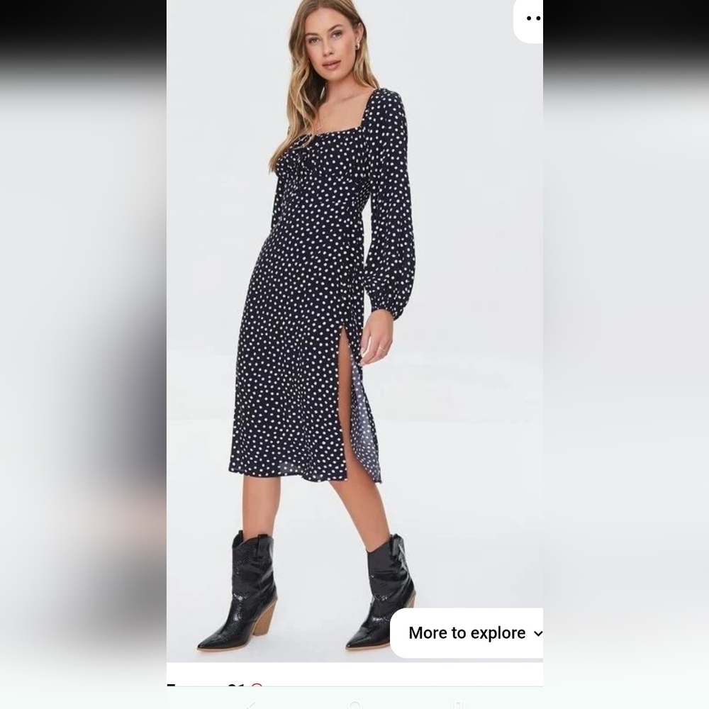 Forever 21  Blue Polka Dot Dress Size S